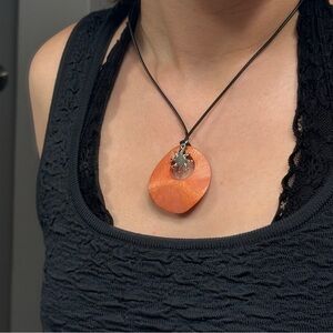 Wood Sun Pendant Necklace